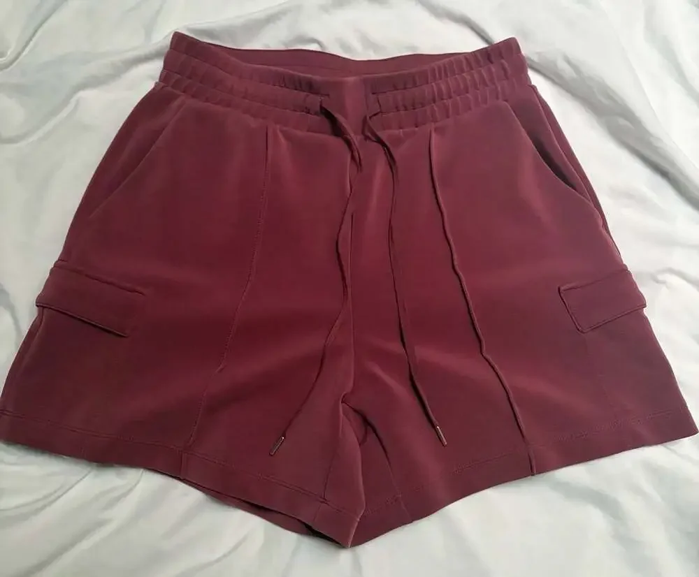Calla Burgundy Cowl Neck Sleeveless Top and Cargo Shorts set S bottoms/M top